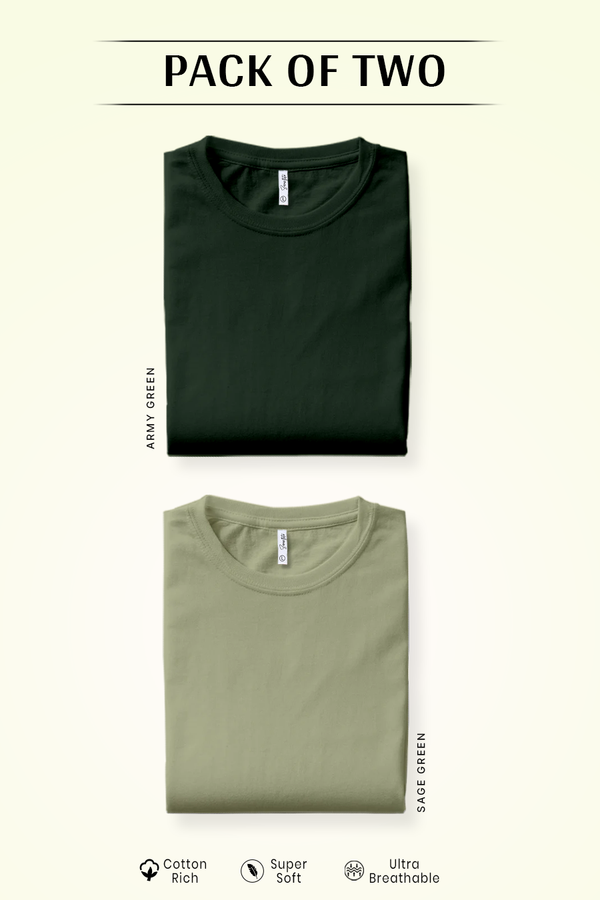 Pack 2 - Army Green & Sage Green - Classic Crew