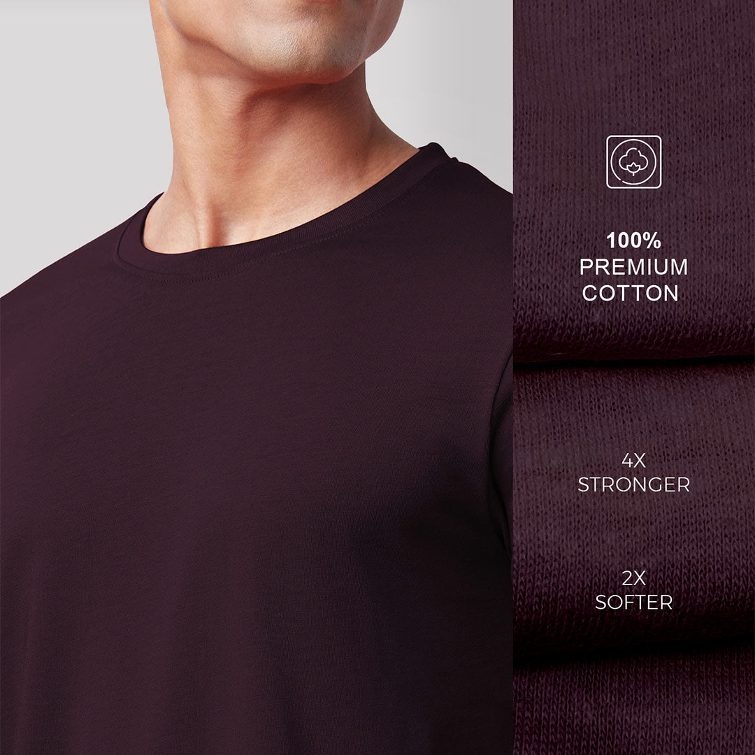 Combo of Wine, Mouve Full-sleeved T-shirt: Pack of 2
