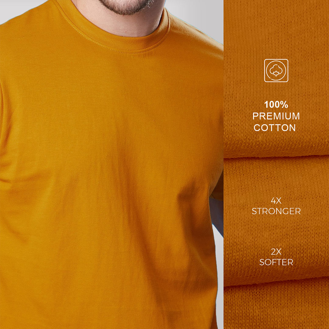 Solid Mustard  Round Neck T-Shirt