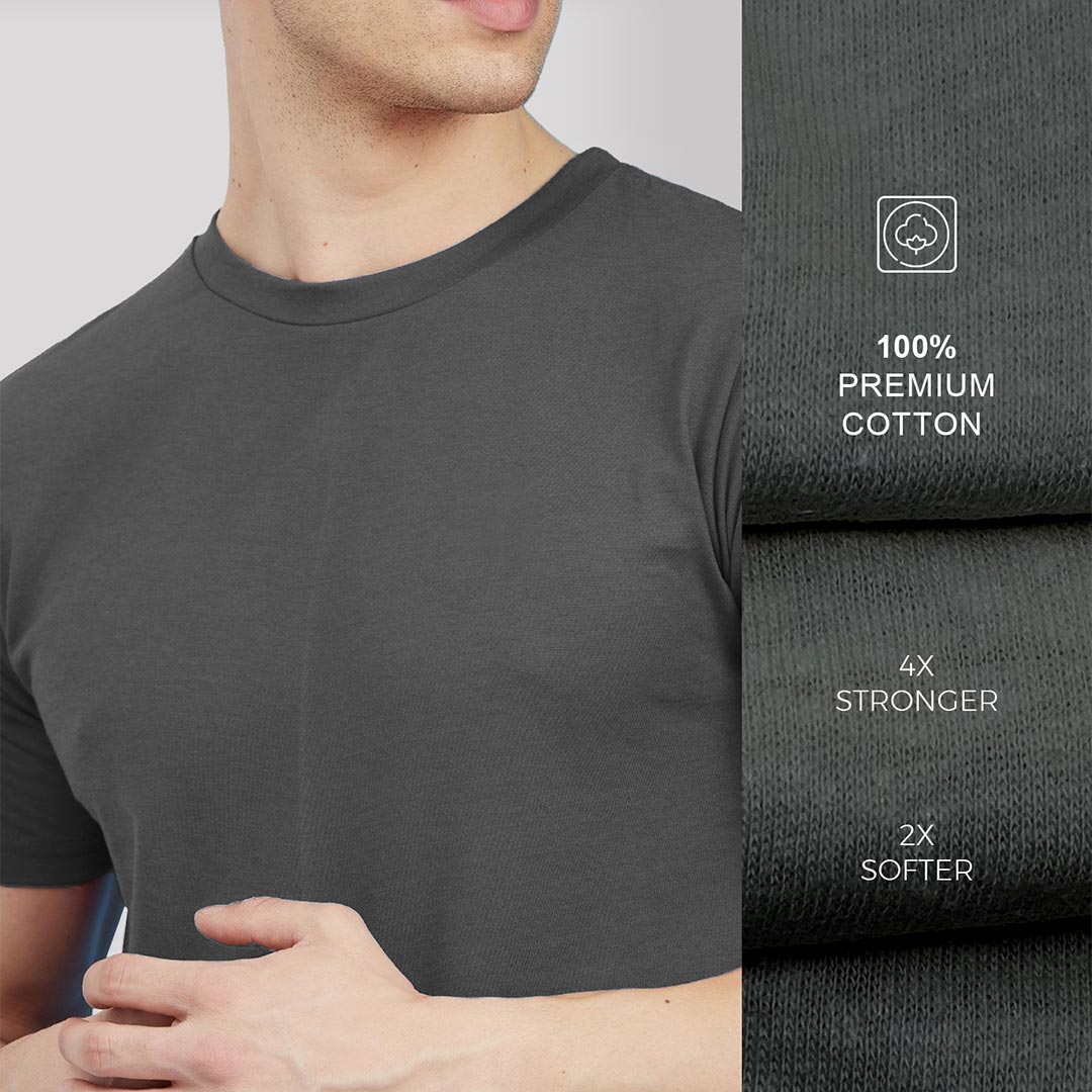 Smoky Grey  Round Neck T-Shirt