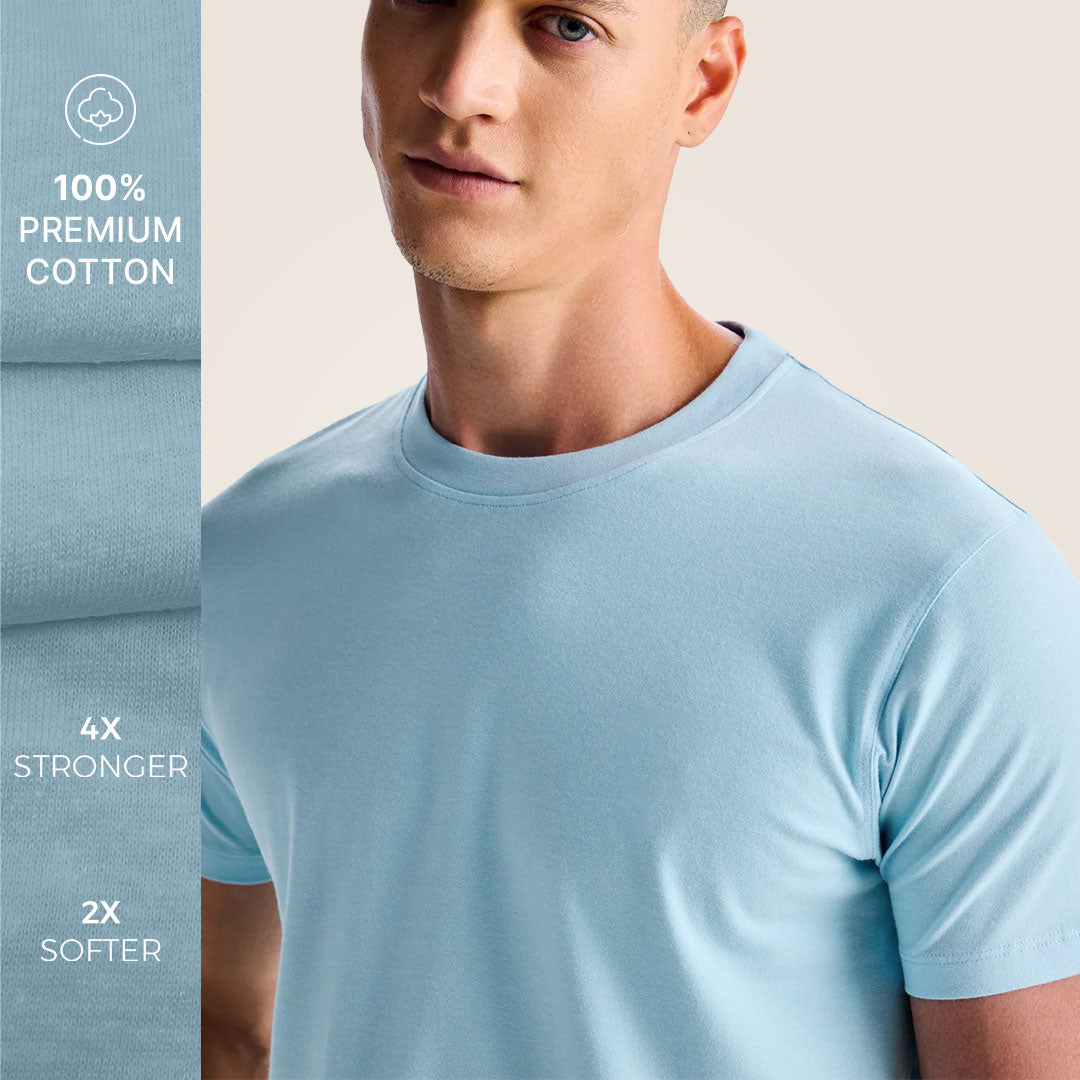 Sky Blue & Dark Grey T-Shirt and Shorts Set for Men
