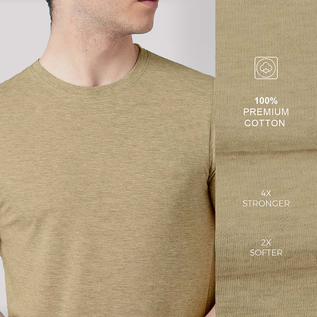 Peanut Melange Round Neck Short Sleeved Plain Men's T-shirt