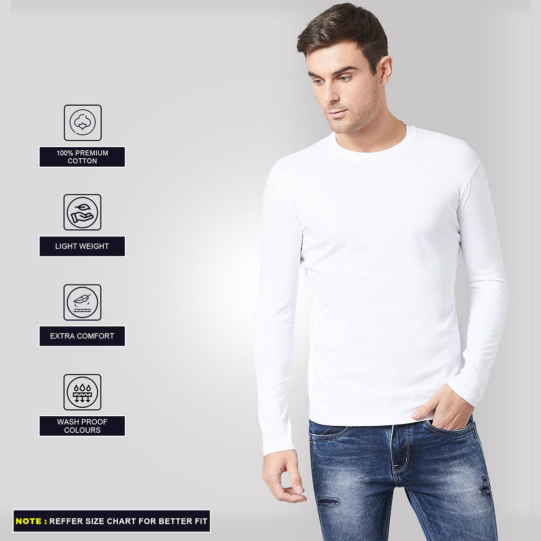 Combo of Sky Blue, White & Mouve Full-sleeved T-shirt: Pack of 3