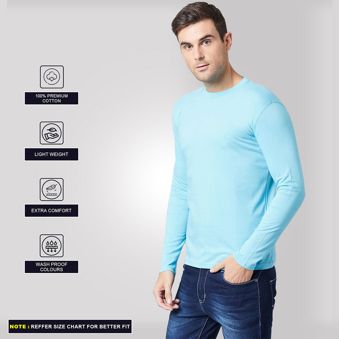 Combo of Mouve, Sky Blue & Smoky Grey Full-sleeved T-shirt: Pack of 3