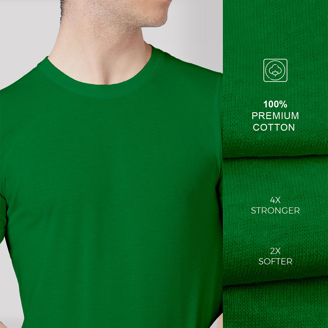 Light Green Round Neck Short-Sleeved T-shirt