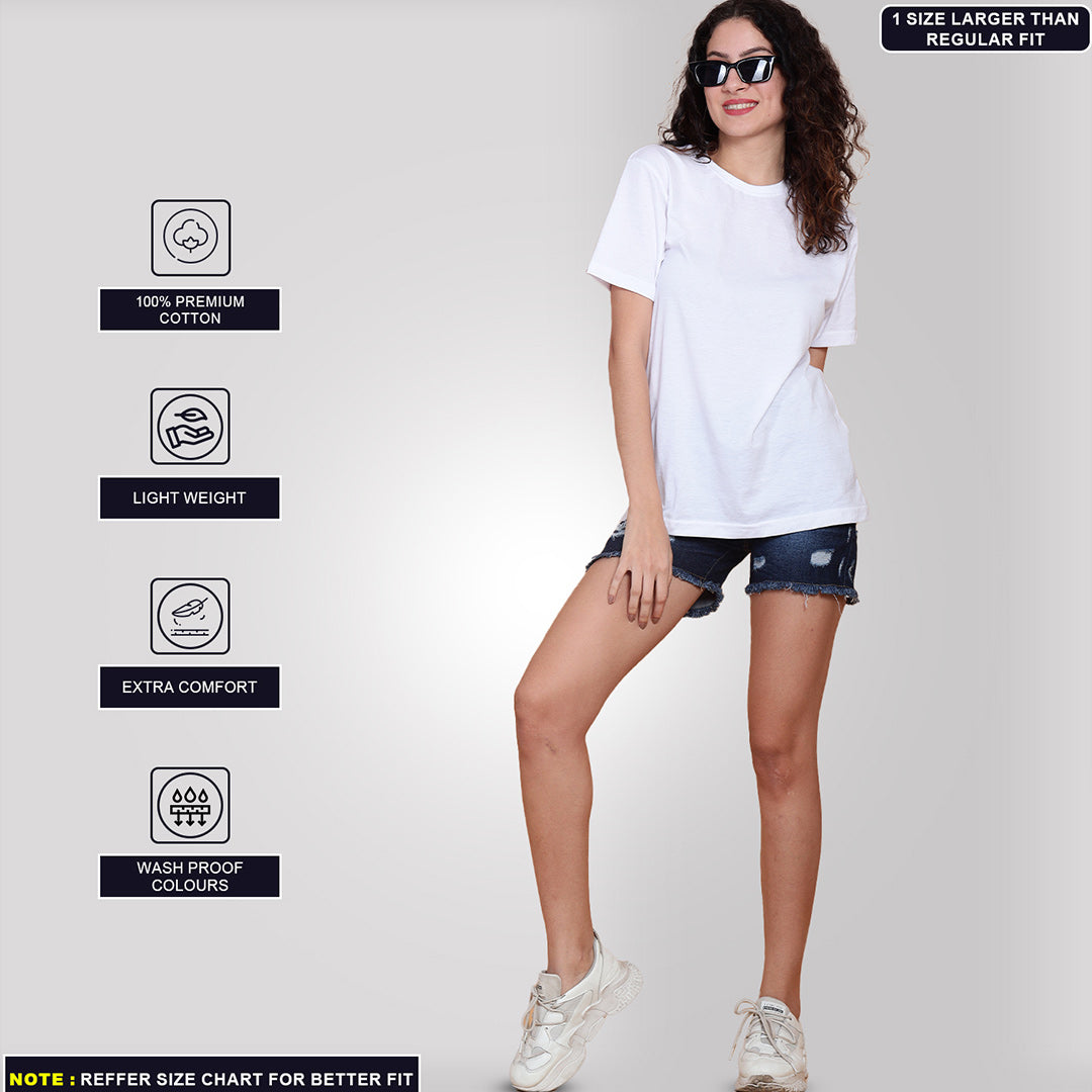 White Round Neck Loose Fit T-shirt