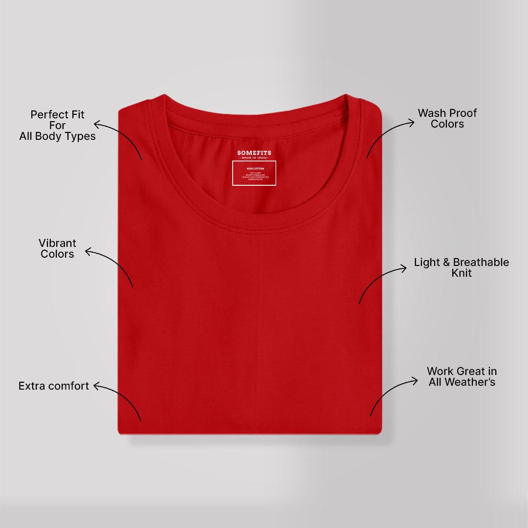 Solid Red  Round Neck T-Shirt