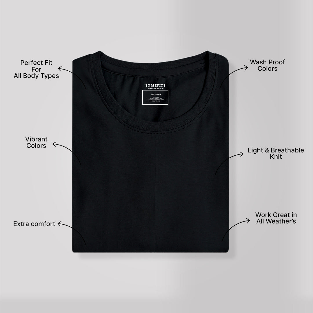 Plain Black  Round Neck T-Shirt