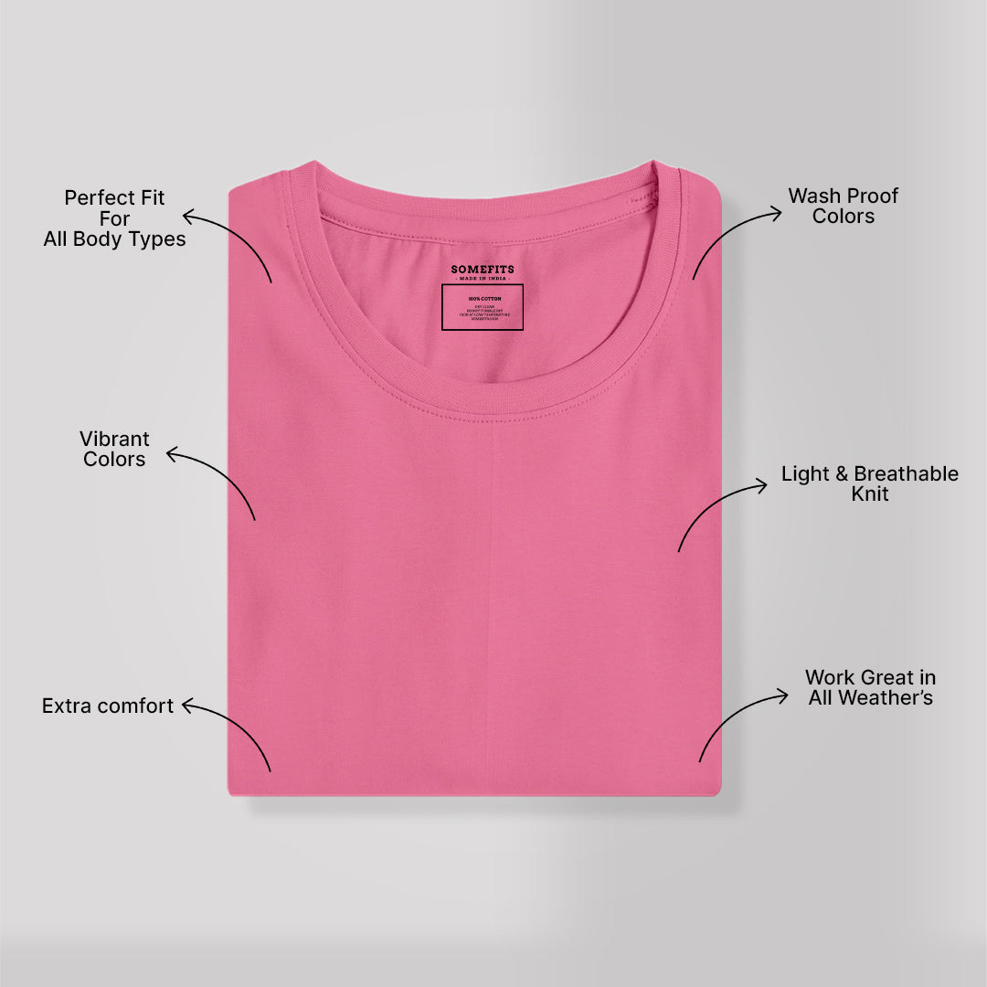 Hot Pink Round Neck T-Shirt
