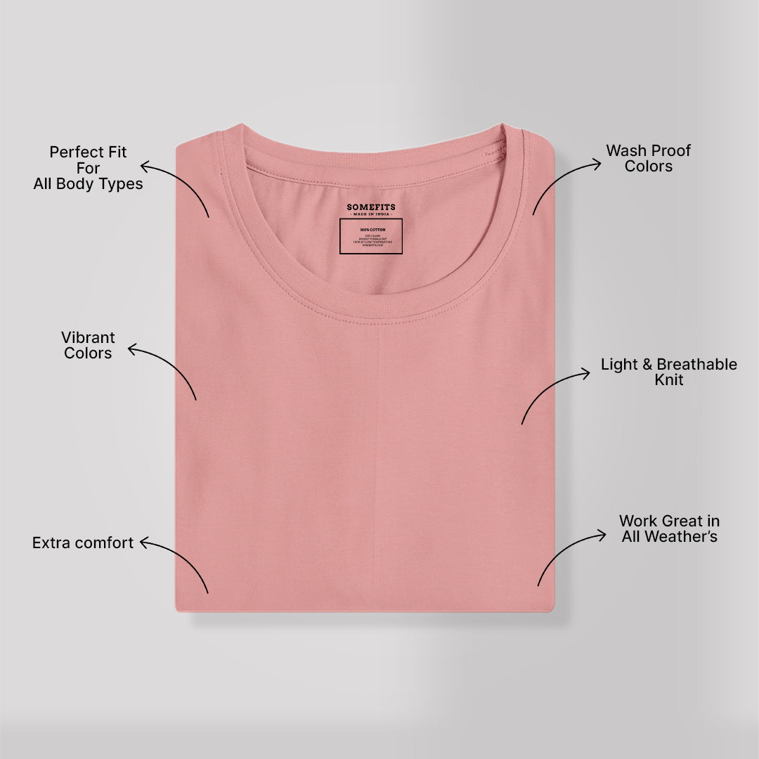 Hot Coral Round Neck T-Shirt