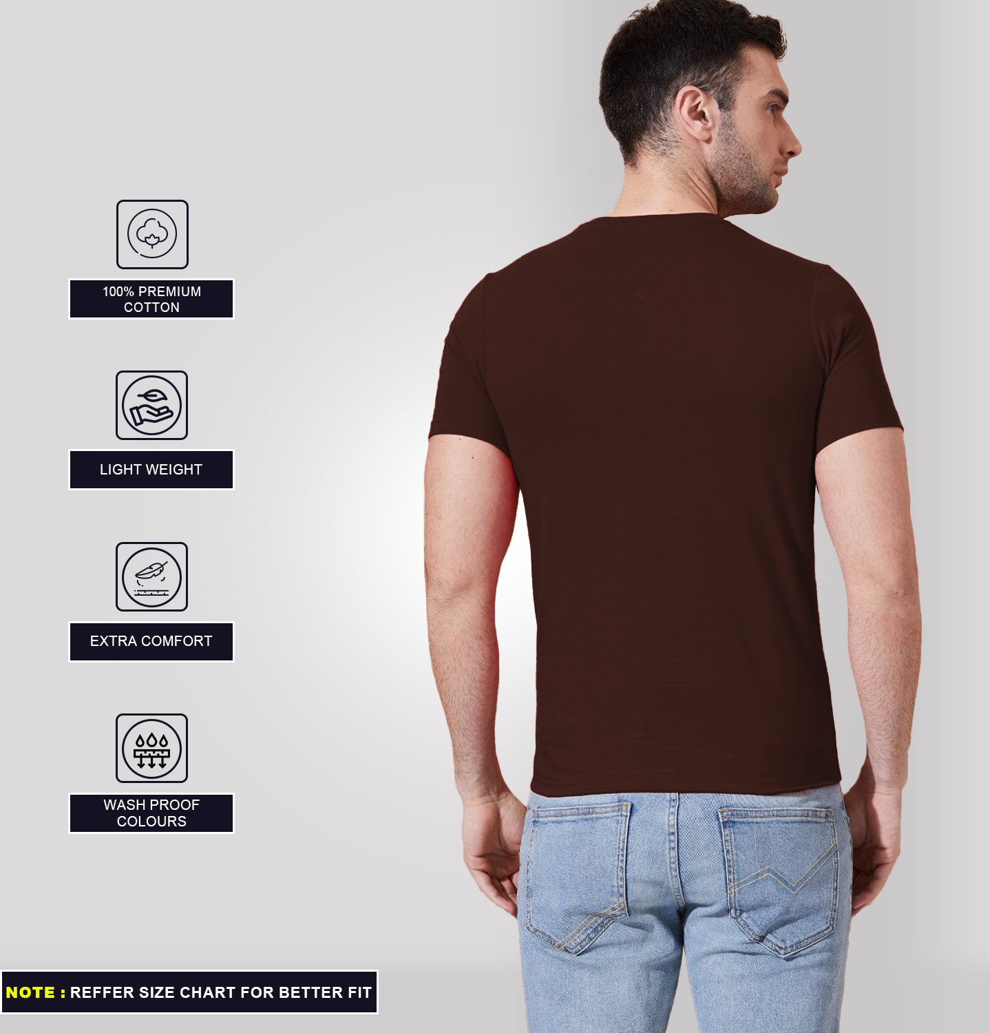 Combo Of Coffee Brown & White V Neck T-shirt: Pack of 2