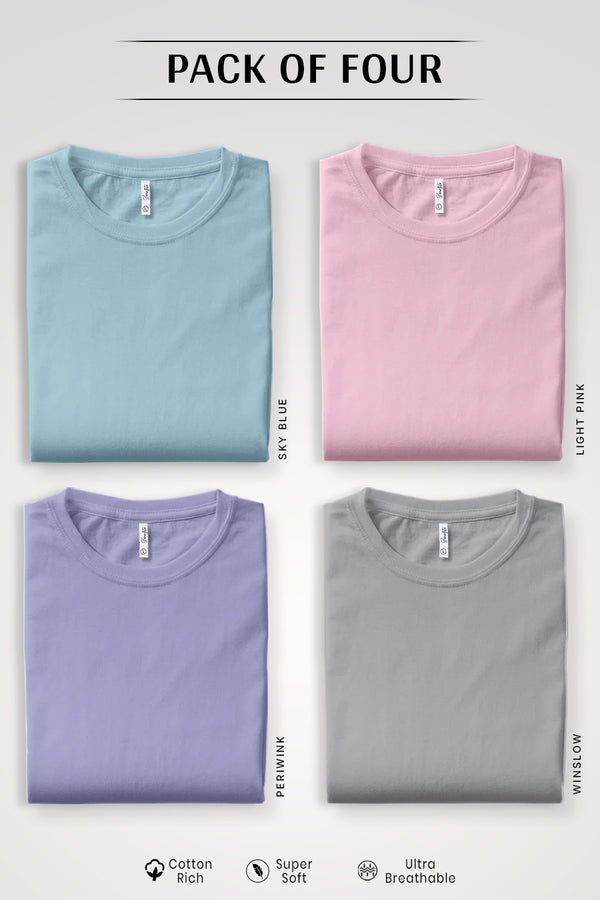 Pack 4 - Sky Blue, Periwinkle, Light Pink and Winslow Ash - Classic Crew