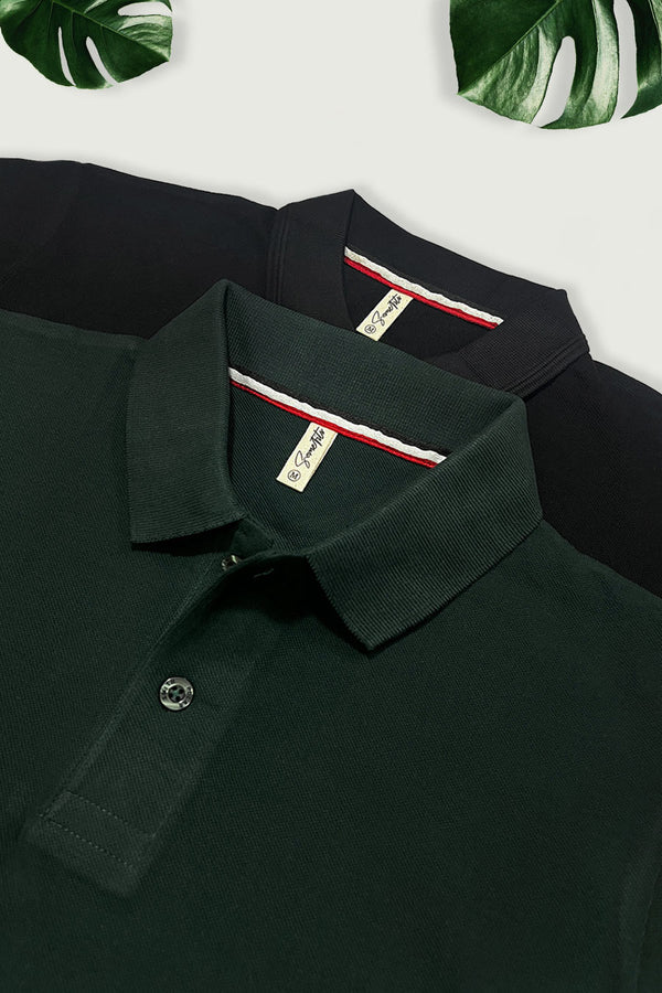 Pack 2 - Army Green & Black - Classic Polo