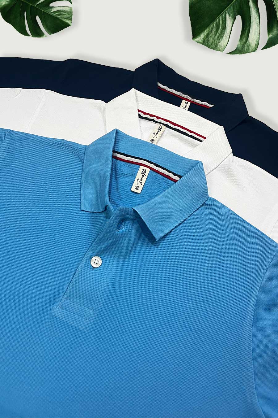 Pack 3 - White, Navy Blue & Sky Blue - Classic Polo