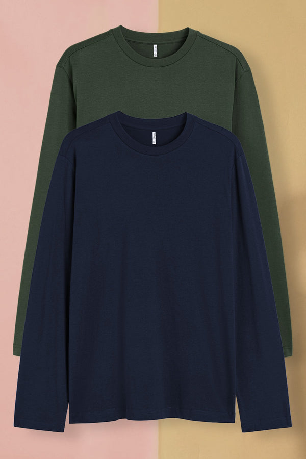 Pack 2 - Army Green, Navy Blue - Classic Full sleeve