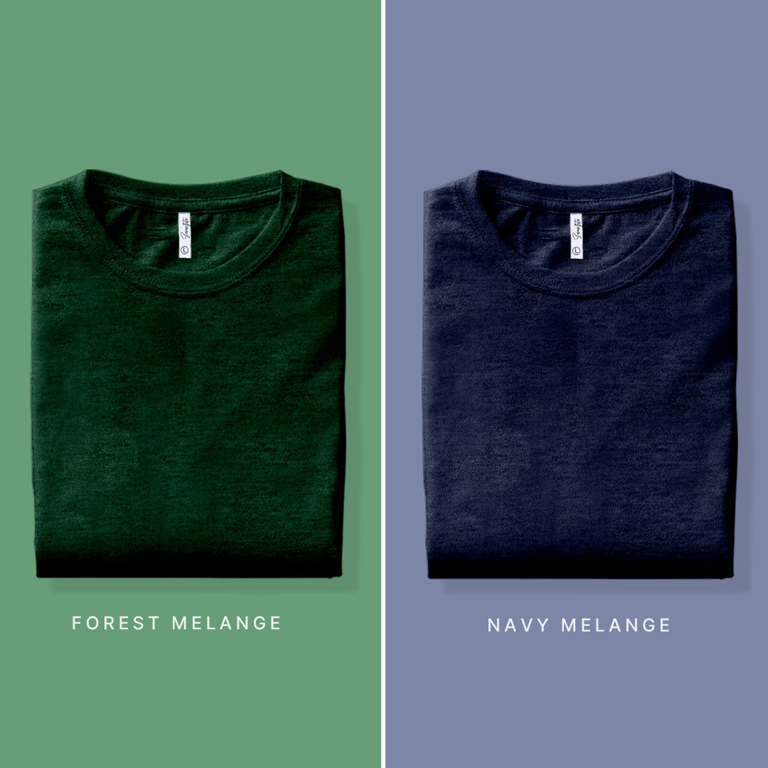 Combo Of Forest Mélange & Navy Mélange T-shirt:  Pack of 2