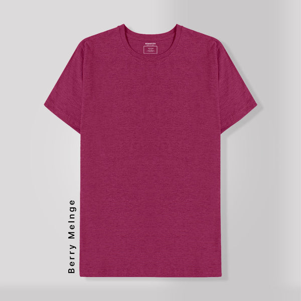 Berry Melange  Round Neck T-Shirt