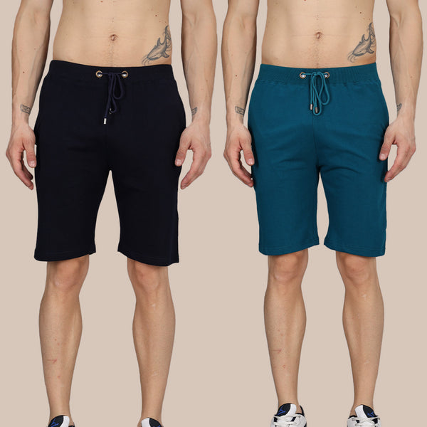 Combo of Navy & Turquoise Shorts: Pack of 2