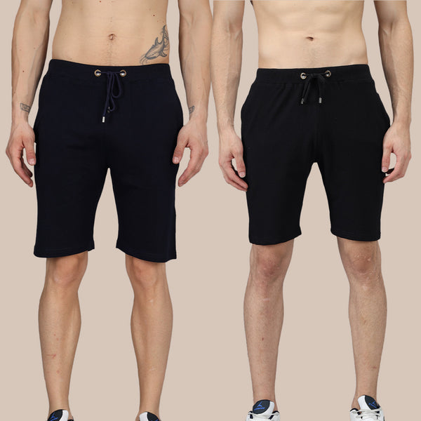 Combo of Navy & Black Shorts: Pack of 2