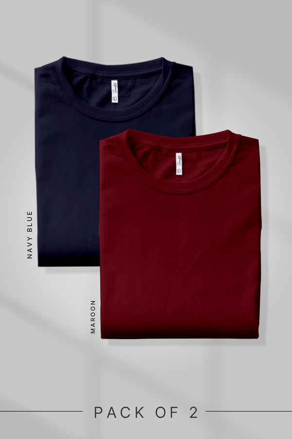 Pack 2 - Navy Blue, Maroon - Classic Crew