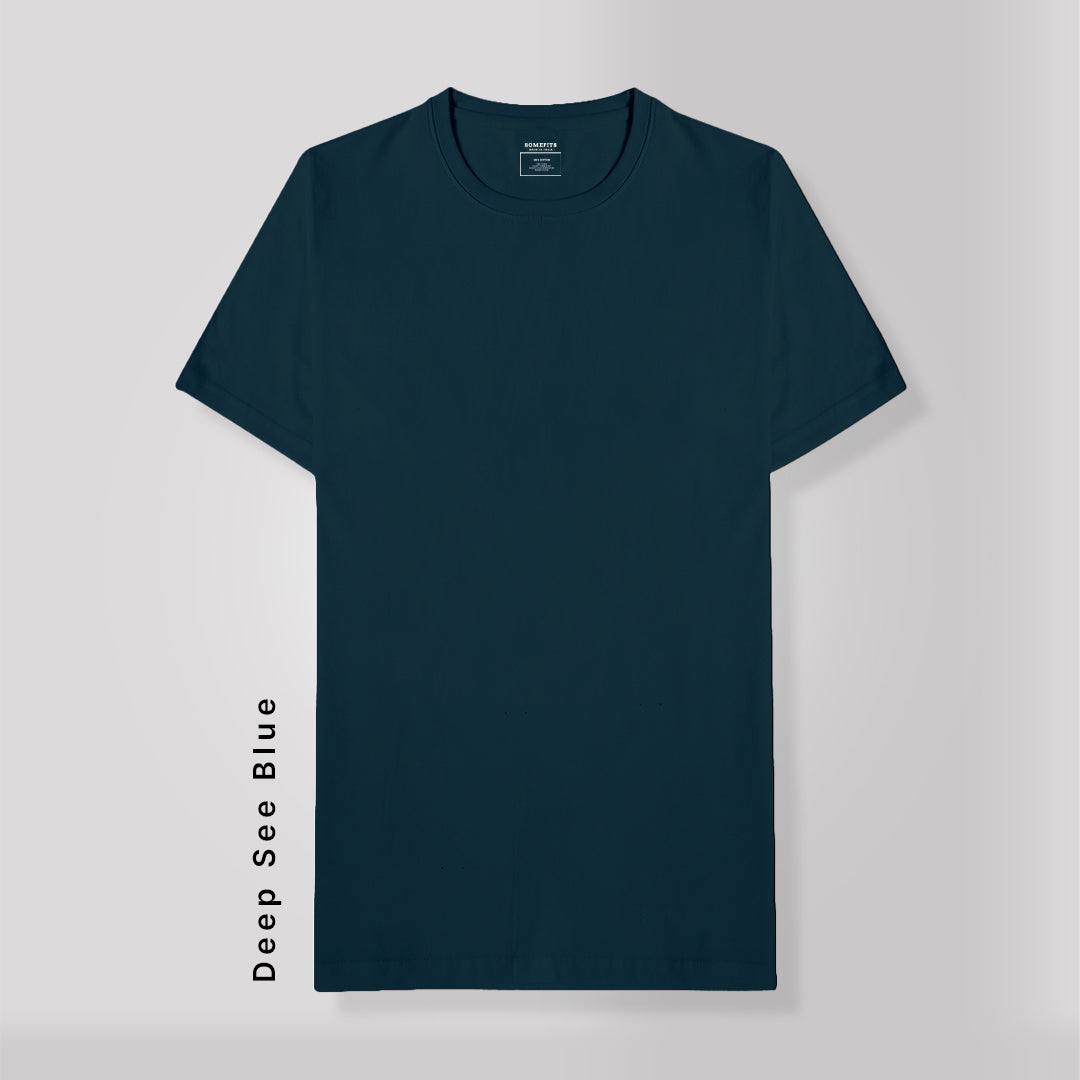 Deep Sea Blue Round Neck T-Shirt