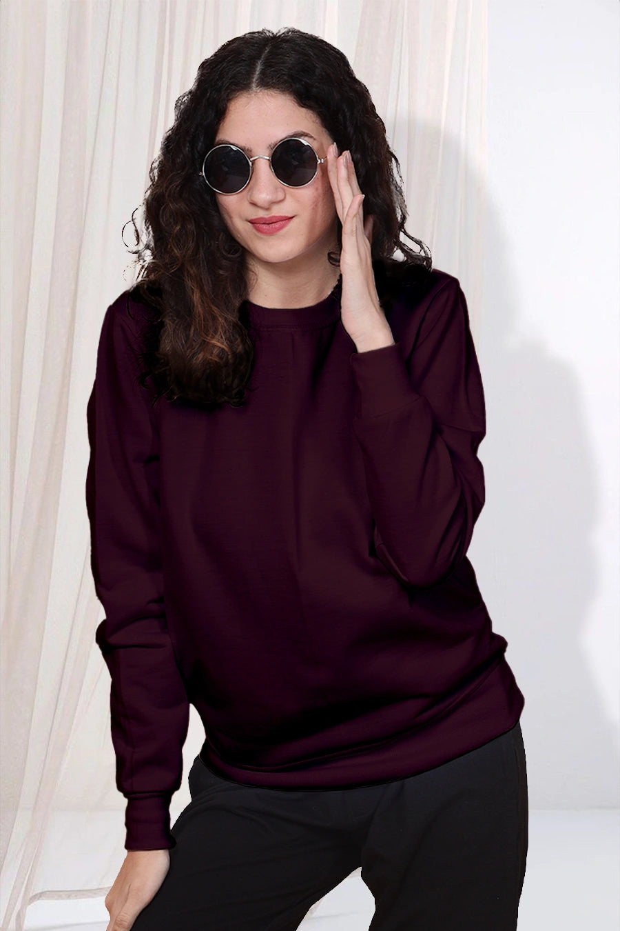 Round Neck Plain Women Sweatshirt : Fleece Cotton 260 GSM Brand, Size: Small  at Rs 402/piece in Thane