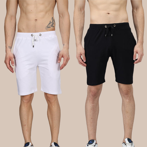 Combo of White & Black Shorts: Pack of 2