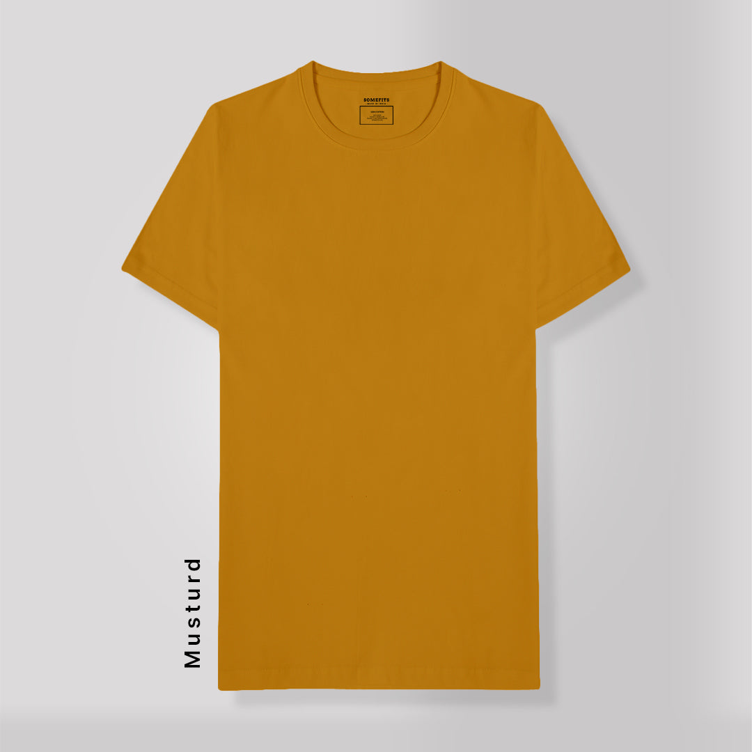 Solid Mustard  Round Neck T-Shirt