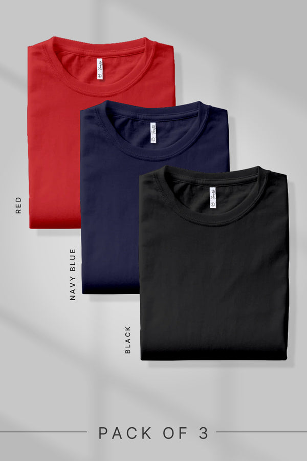 Pack 3 - Red, Navy Blue & Black - Classic Crew