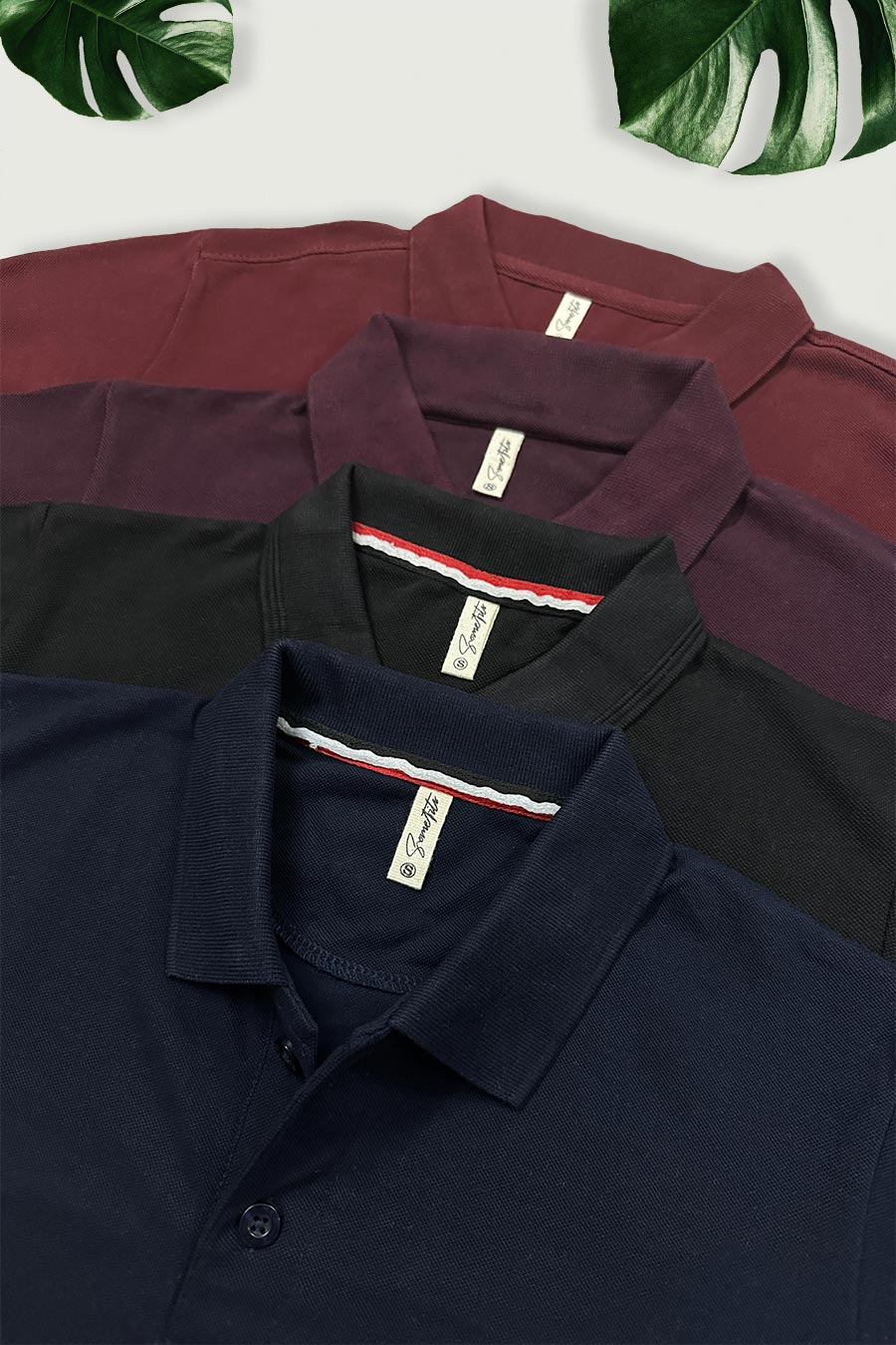 Pack 4 - Maroon, Wine, Black & Navy - Classic Polo
