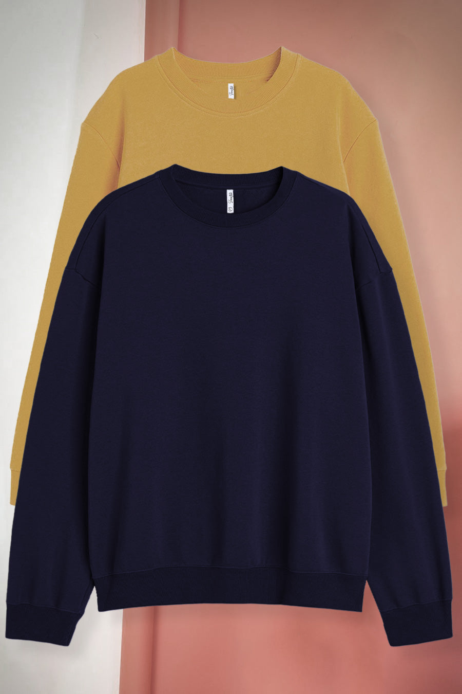 Pack 2 -  Musturd & Navy Blue - Fleece Sweatshirt