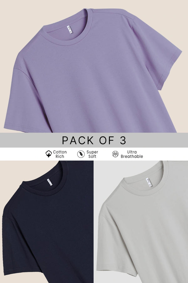Pack 3 - Black, Periwinkle & Navy Blue - Classic Crew