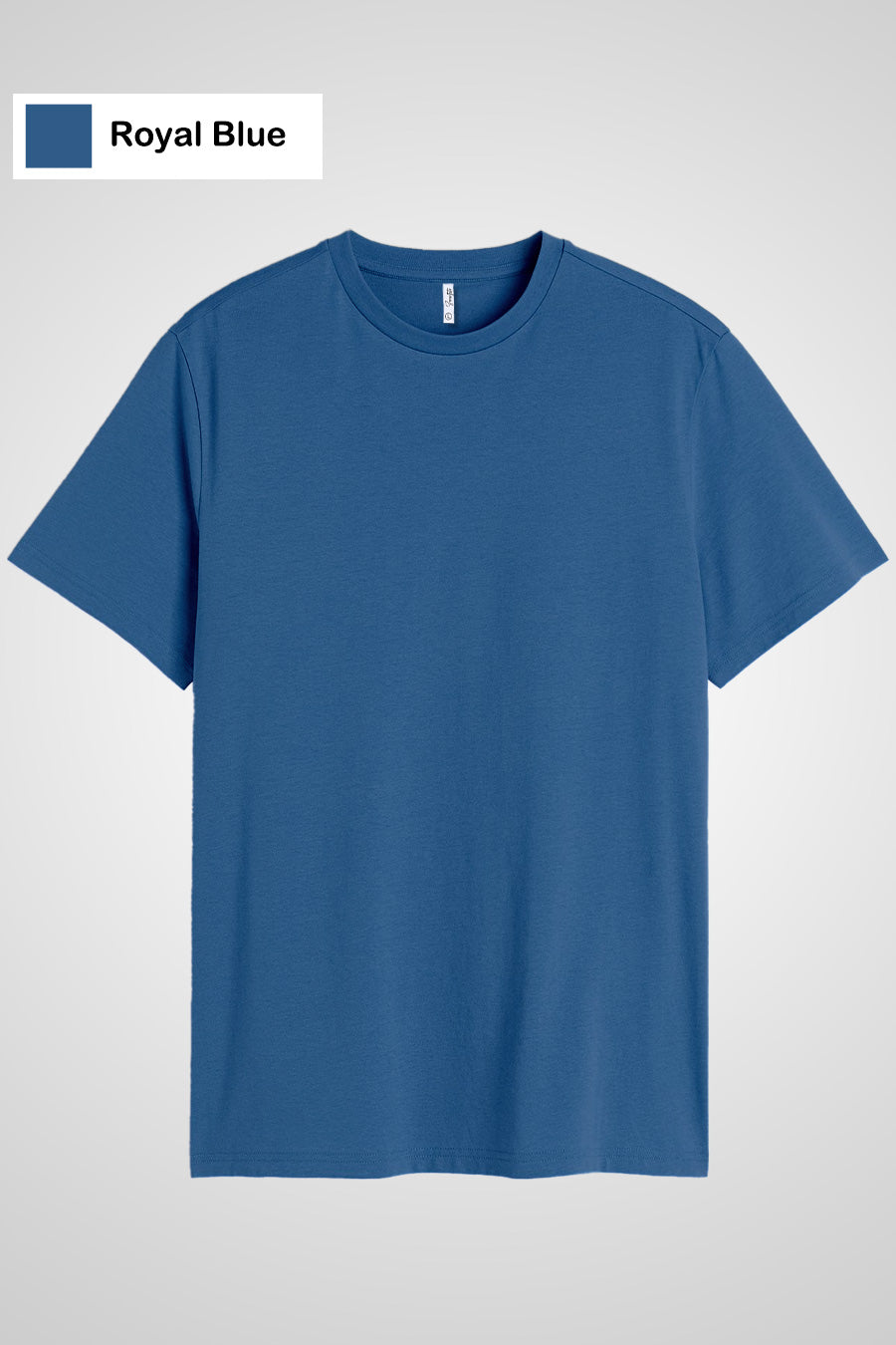 Unisex Royal Blue Round Neck Short Sleeved Plain Men's T-shirt