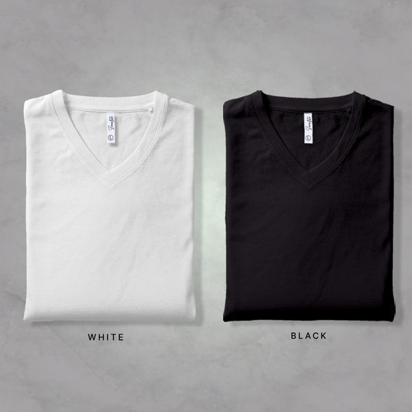 Combo Of White & Black V Neck T-shirt: Pack of 2