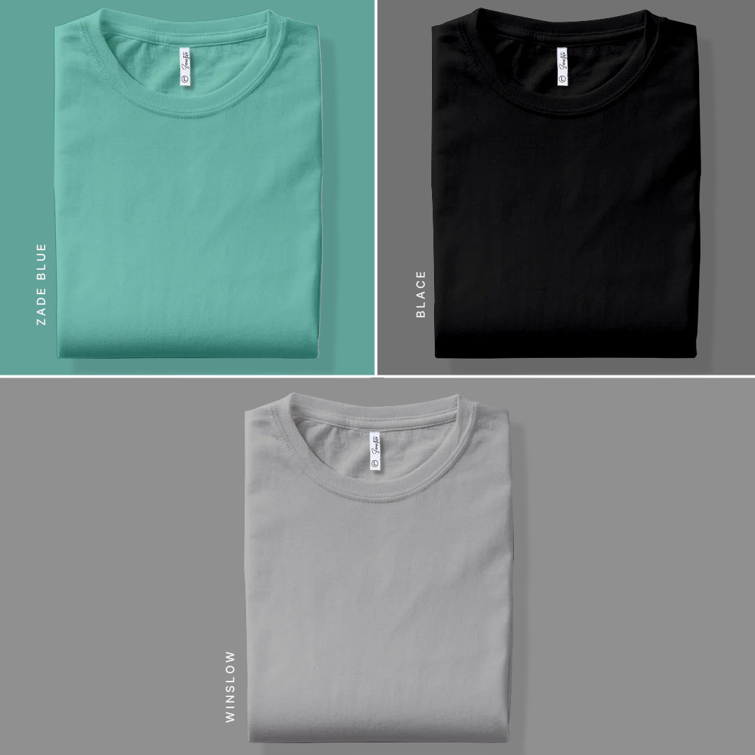 Combo Of Zade Blue, Black & Winslow T-shirt:  Pack of 3